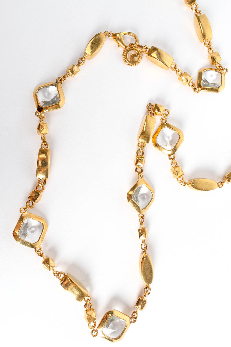 Vintage St. John Geometric Crystal Diamond Shape Necklace close/light surface scratches @ Recess LA