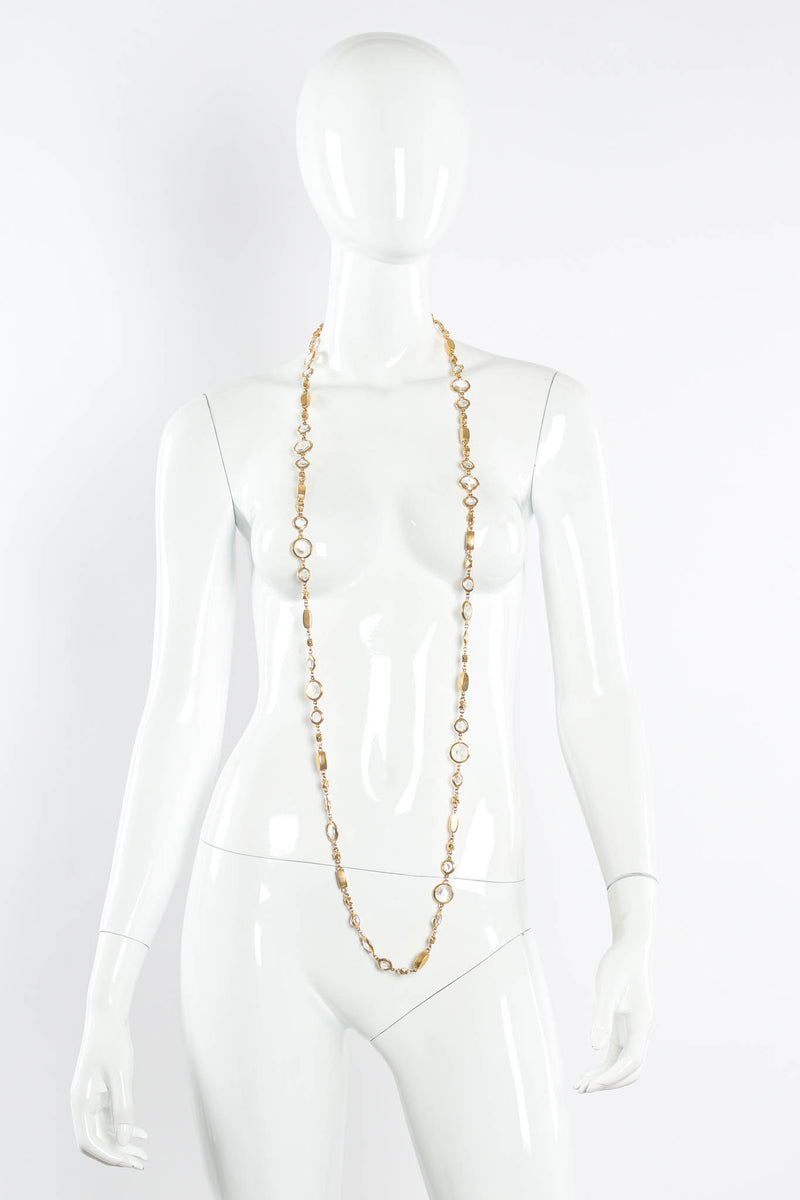 Vintage St. John Geometric Round Crystal Shape Necklace on mannequin @ Recess LA
