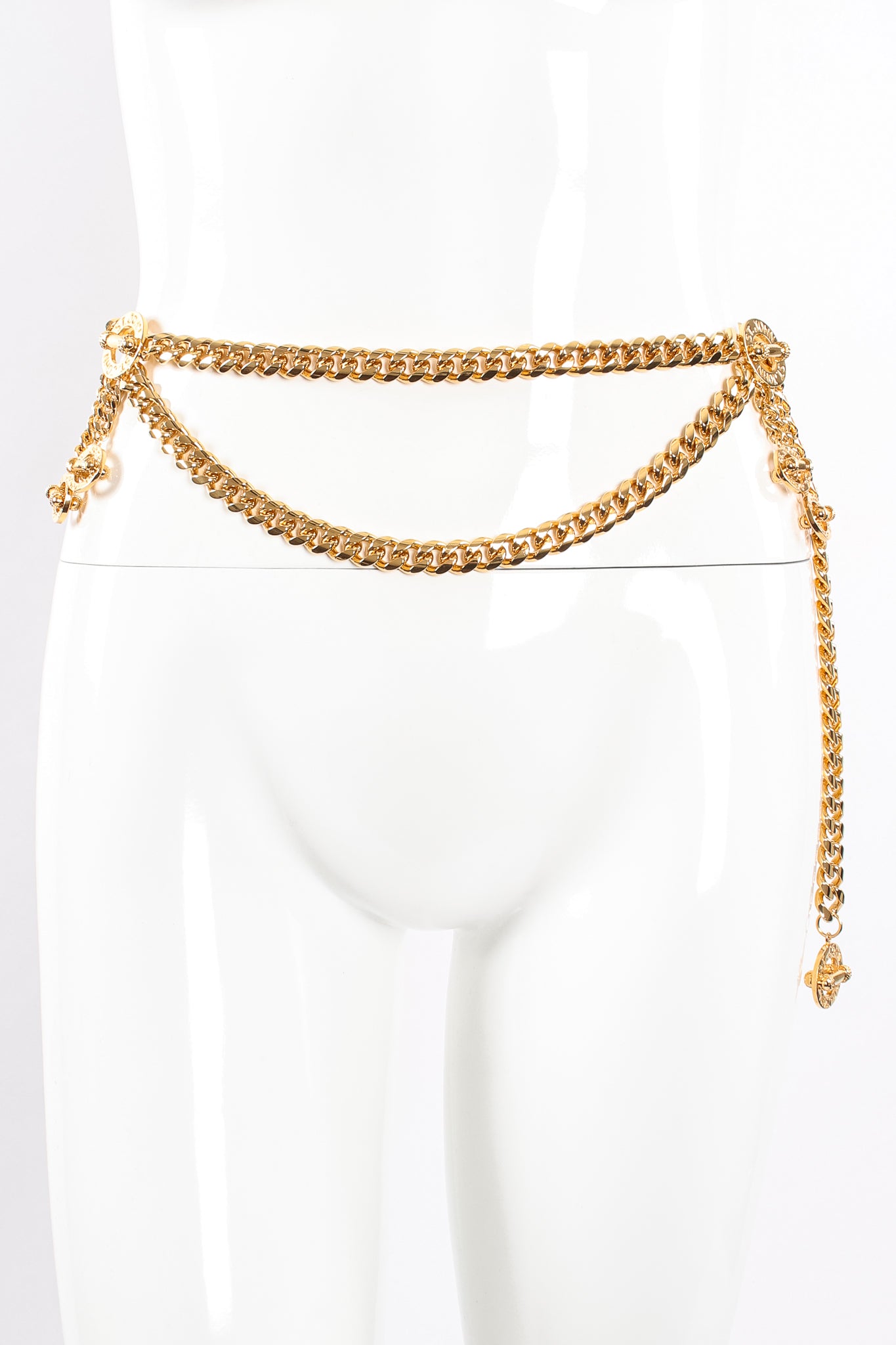 Vintage St John Draped Toggle Charm Chain Belt on Mannequin at Recess Los Angeles