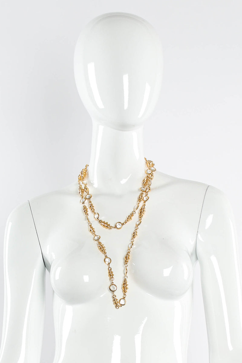  Vintage St. John Fusilli Twist Crystal Necklace mannequin double layered @ Recess Los Angeles