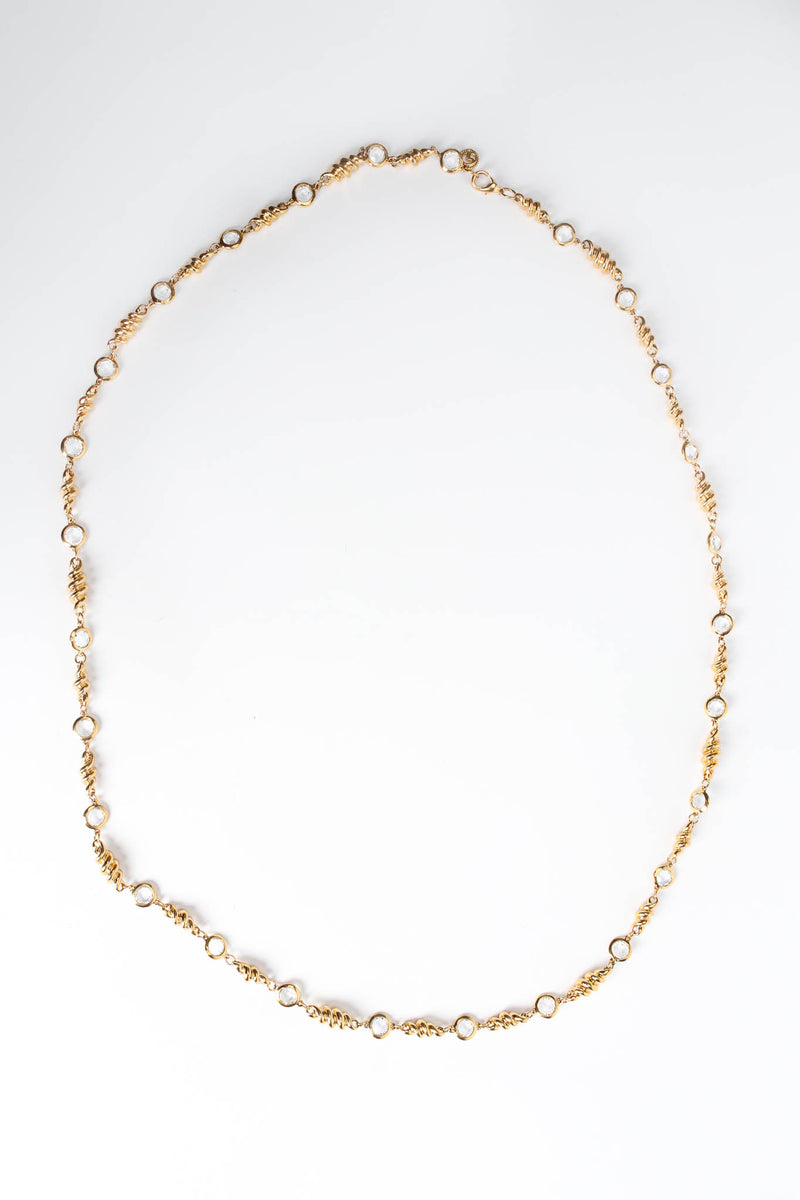  Vintage St. John Fusilli Twist Crystal Necklace round flat @ Recess Los Angeles