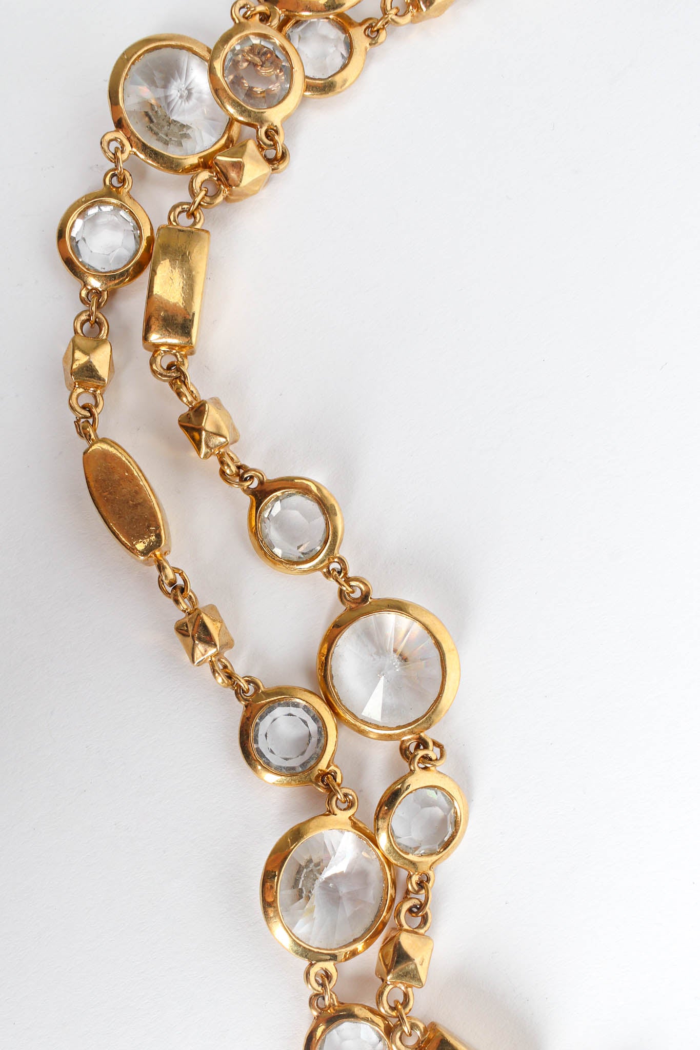 Vintage St. John Geometric Round Crystal Shape Necklace close up/light scratches @ Recess LA