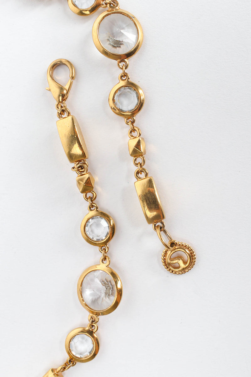 Vintage St. John Geometric Round Crystal Shape Necklace signed charm clasp @ Recess LA