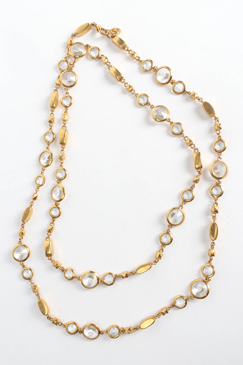Vintage St. John Geometric Round Crystal Shape Necklace double layered  @ Recess LA