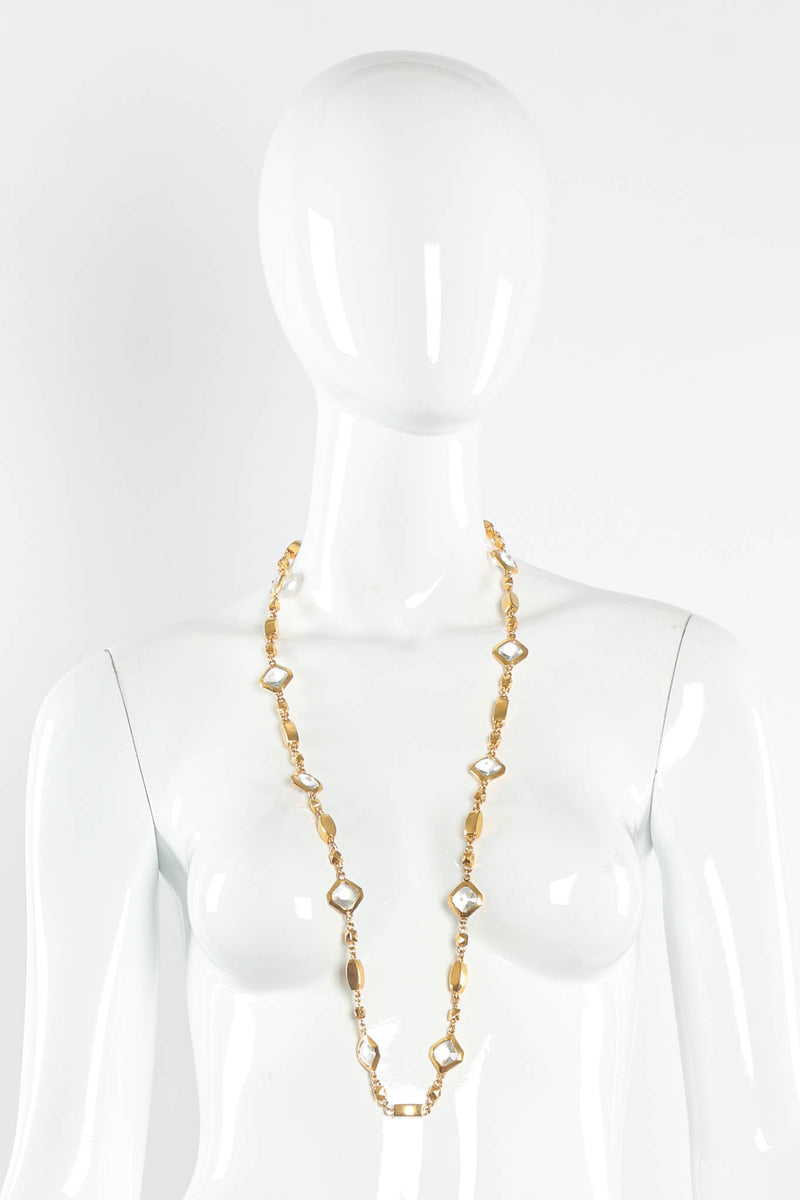 Vintage St. John Geometric Crystal Diamond Shape Necklace single layer on mannequin @ Recess LA