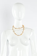 Vintage St. John Geometric Crystal Diamond Shape Necklace double layered on mannequin  @ Recess LA