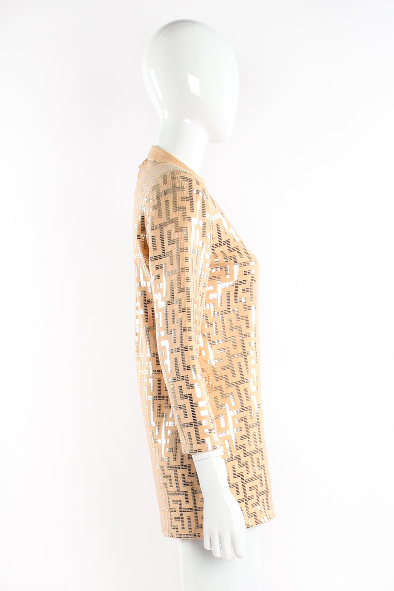 Vintage St. John Metallic Patterned Knit Tunic on mannequin at Recess Los Angeles (side)