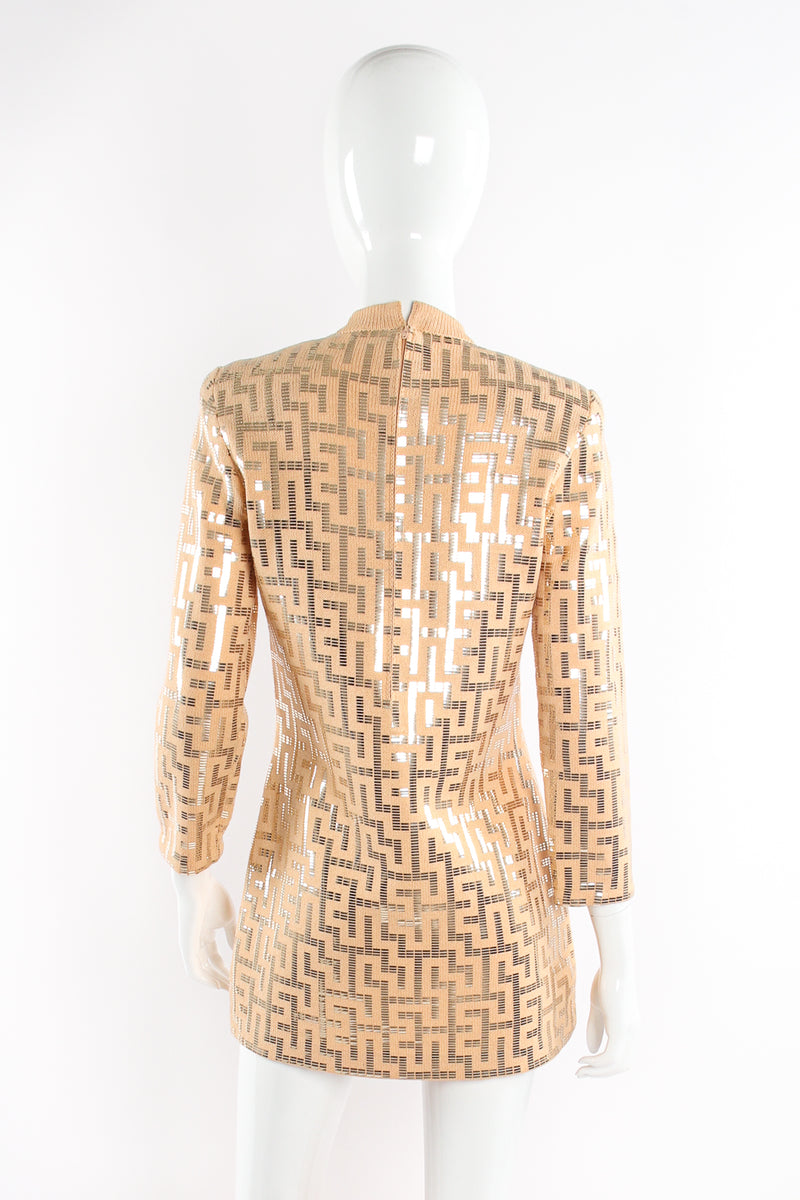 Vintage St. John Metallic Patterned Knit Tunic on mannequin at Recess Los Angeles (back)