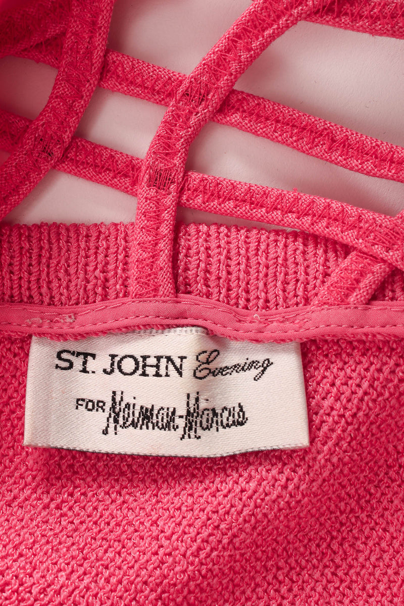 Vintage St. John Open Back Web Weave Knit Dress tag @ Recess Los Angeles