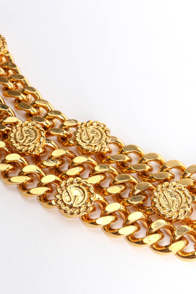 Vintage St. John Chunky Triple-Strand Chain Belt signed charms/chain close @ Recess Los Angeles
