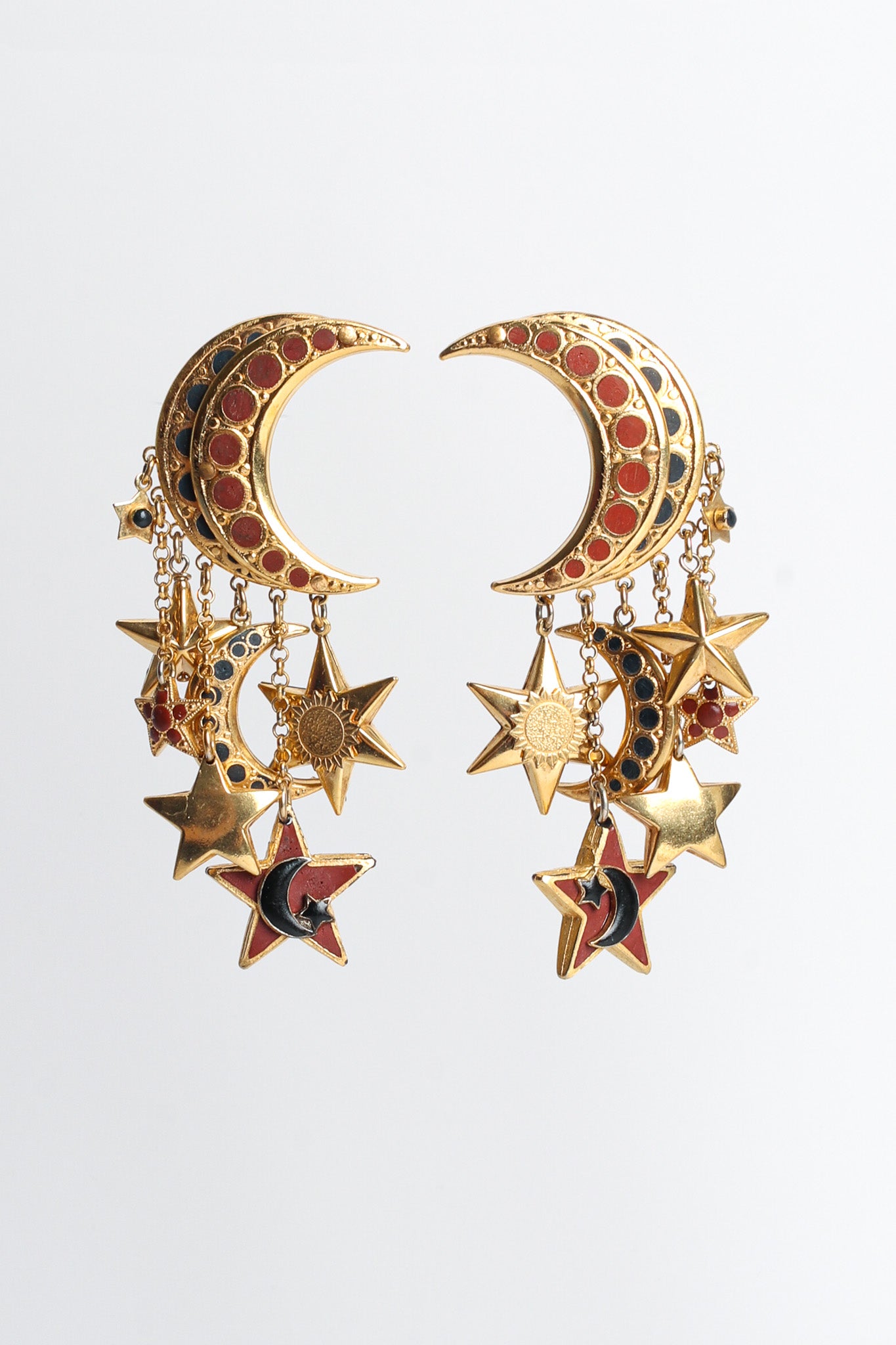 Vintage St. Tropez Moon Star Chandelier Earrings front hang @ Recess LA