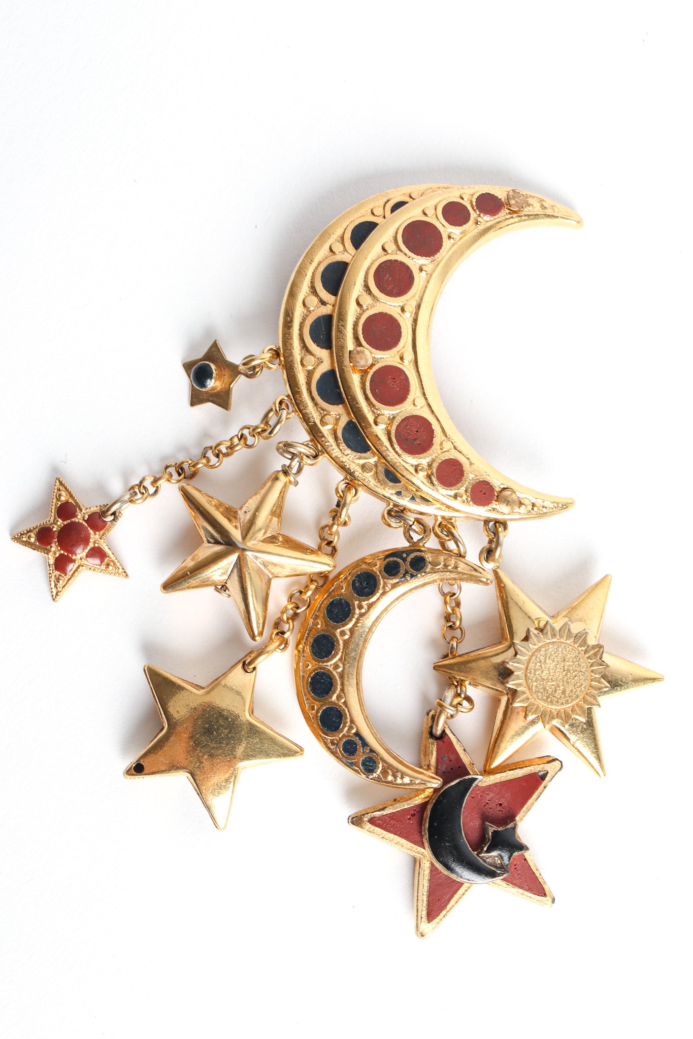 Vintage St. Tropez Moon Star Chandelier Earrings single earring detail @ Recess LA