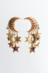 Vintage St. Tropez Moon Star Chandelier Earrings front hang @ Recess LA