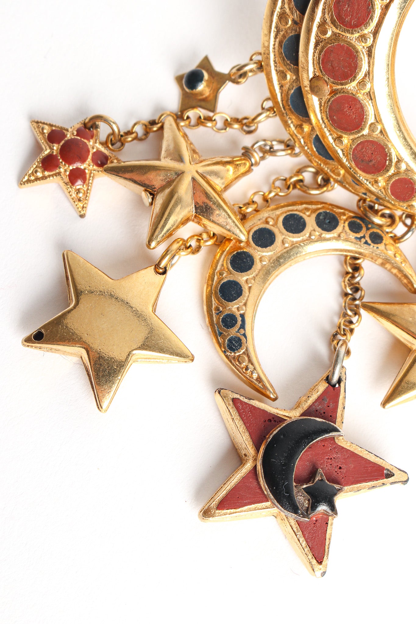 Vintage St. Tropez Moon Star Chandelier Earrings charms close/light scratches @ Recess LA