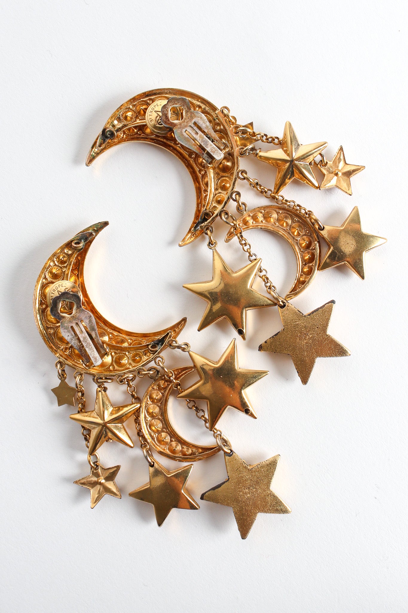 Vintage St. Tropez Moon Star Chandelier Earrings back @ Recess LA