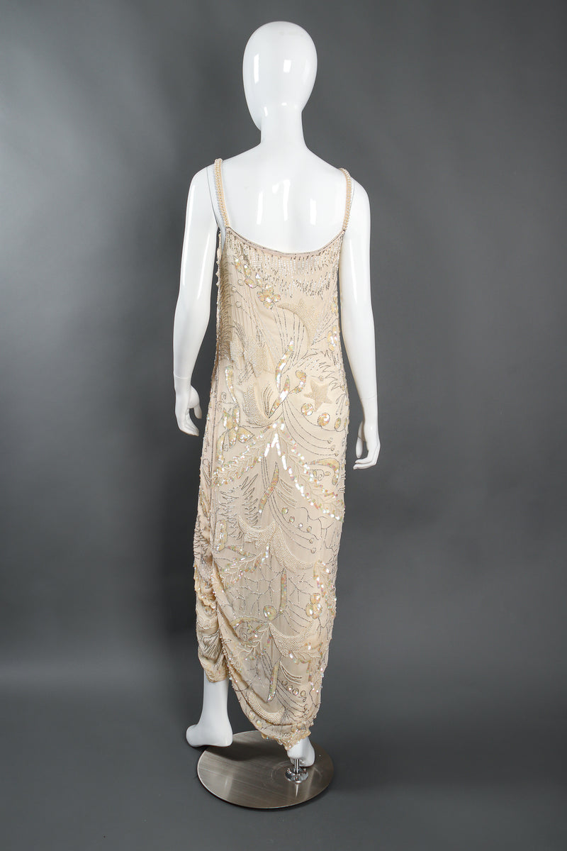 Vintage St. Vini Creations Deco Beaded Shift Slip Dress on  mannequin back at Recess Los Angeles