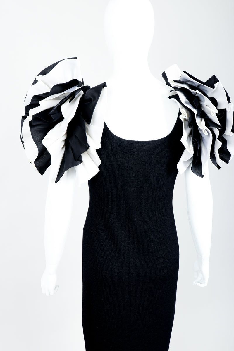 neiman marcus cocktail dress Vintage St. John for Neiman Marcus Ruffle Shoulder Cocktail Dress – Recess