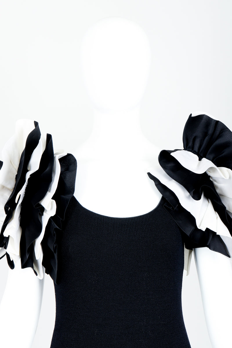 Vintage St. John for Neiman Marcus Ruffle Shoulder Cocktail Dress Recess Vintage St. John for Neiman Marcus Ruffle Shoulder Cocktail Dress Recess