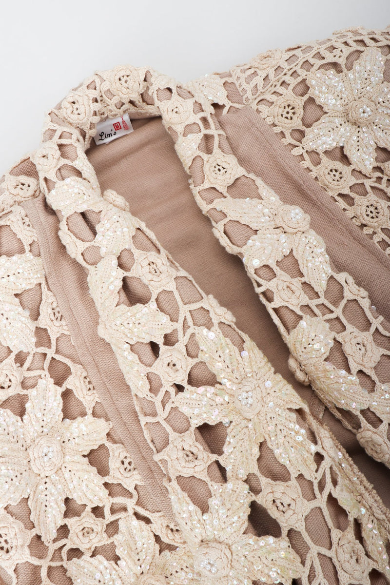 Vintage Lim's Glitter Sequin Crochet Lace Coat collar Detail at Recess