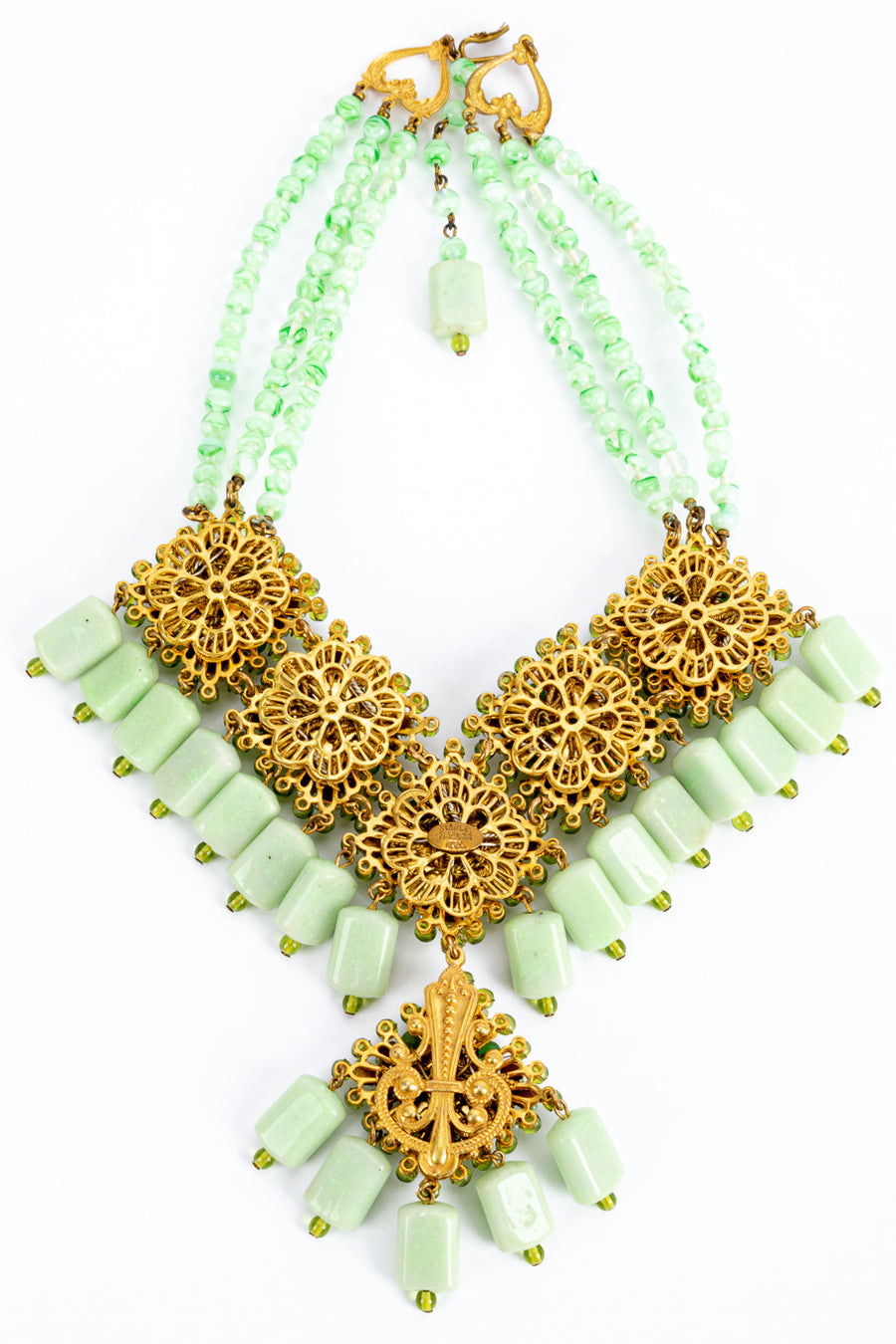 希少◇美品◇STANLEY HAGLER◇花模様パールネックレス◇ゴールド Vintage Stanley Hagler Floral Bead Necklace and Earrings Set – Recess