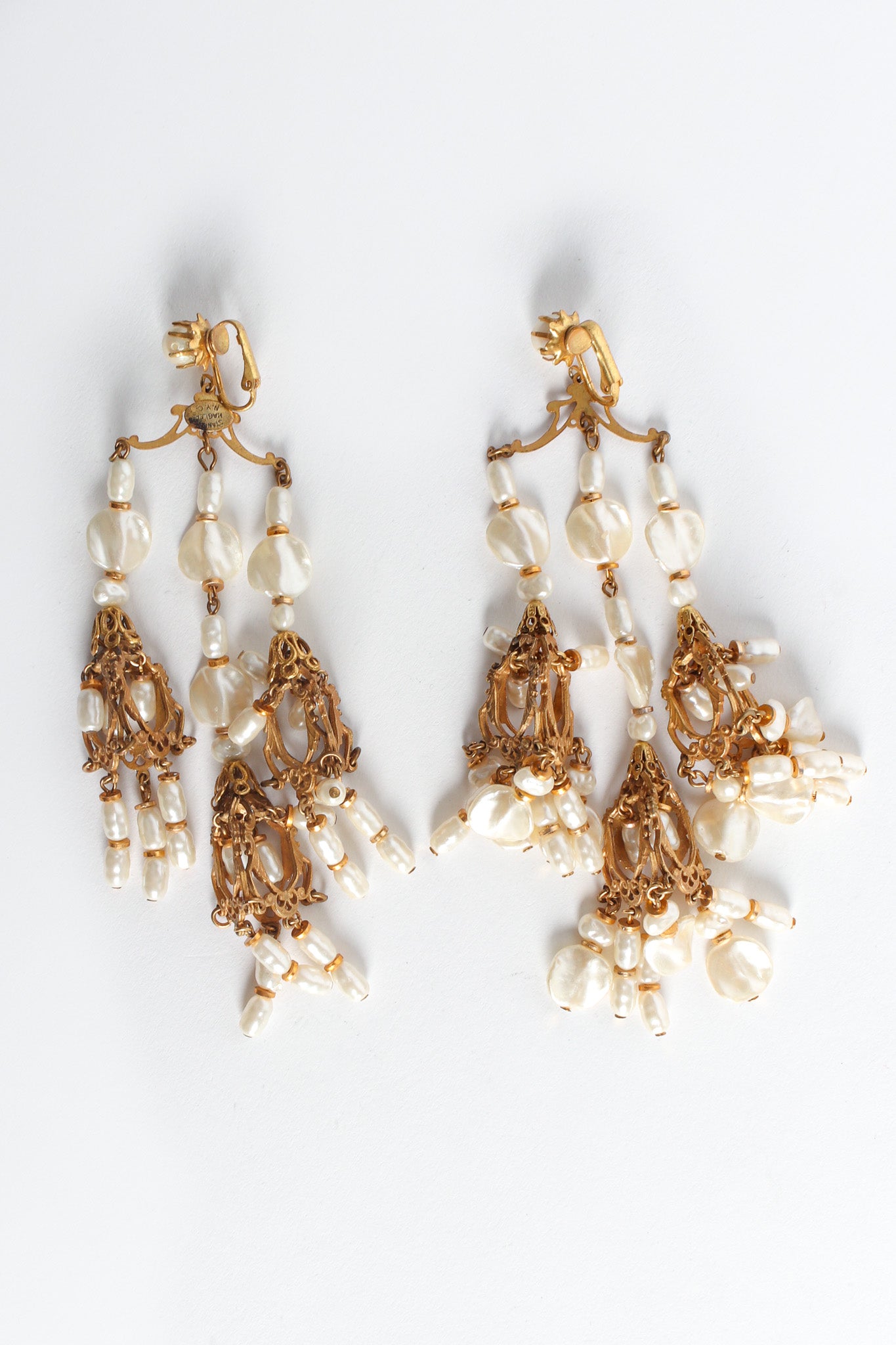 Vintage Stanley Hagler Baroque Pearl Chandelier Earrings back @ Recess LA