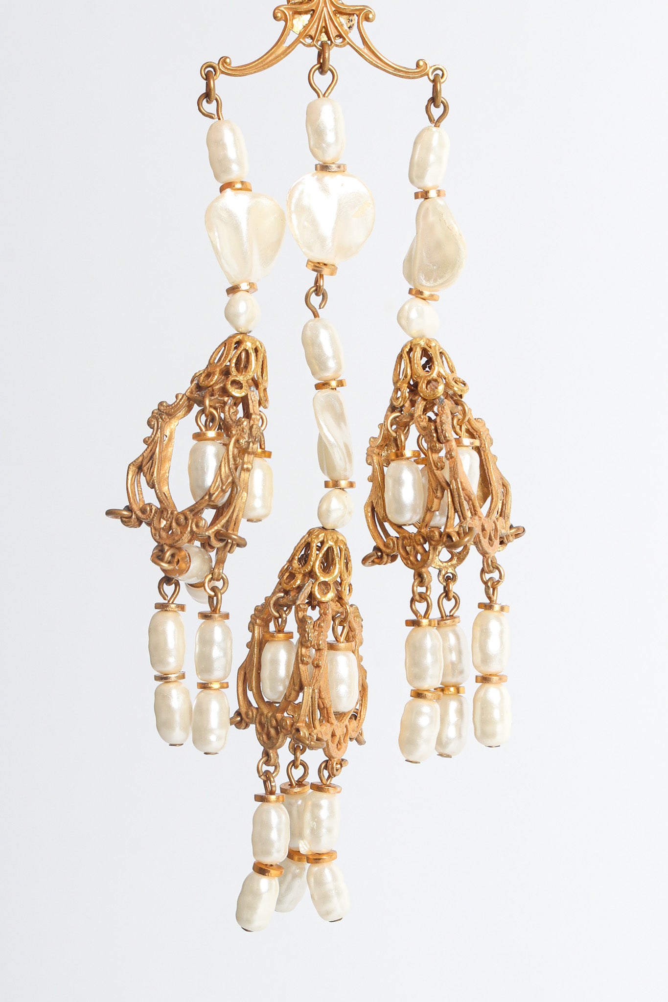 Vintage Stanley Hagler Baroque Pearl Chandelier Earrings chandelier detail @ Recess LA