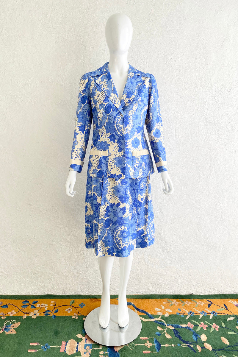 Vintage Star of Siam Silk Floral Jacket & Skirt Set on Mannequin front at Recess Los Angeles