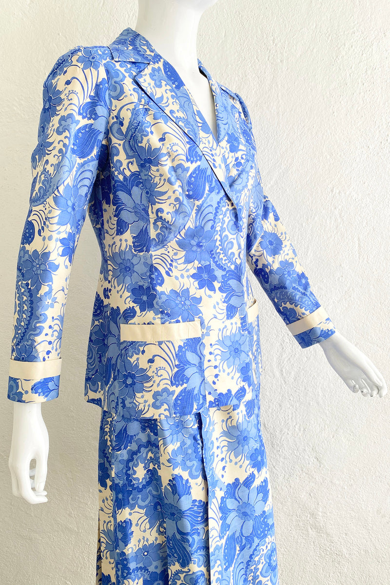 Vintage Star of Siam Silk Floral Jacket & Skirt Set on Mannequin Angle Crop at Recess Los Angeles