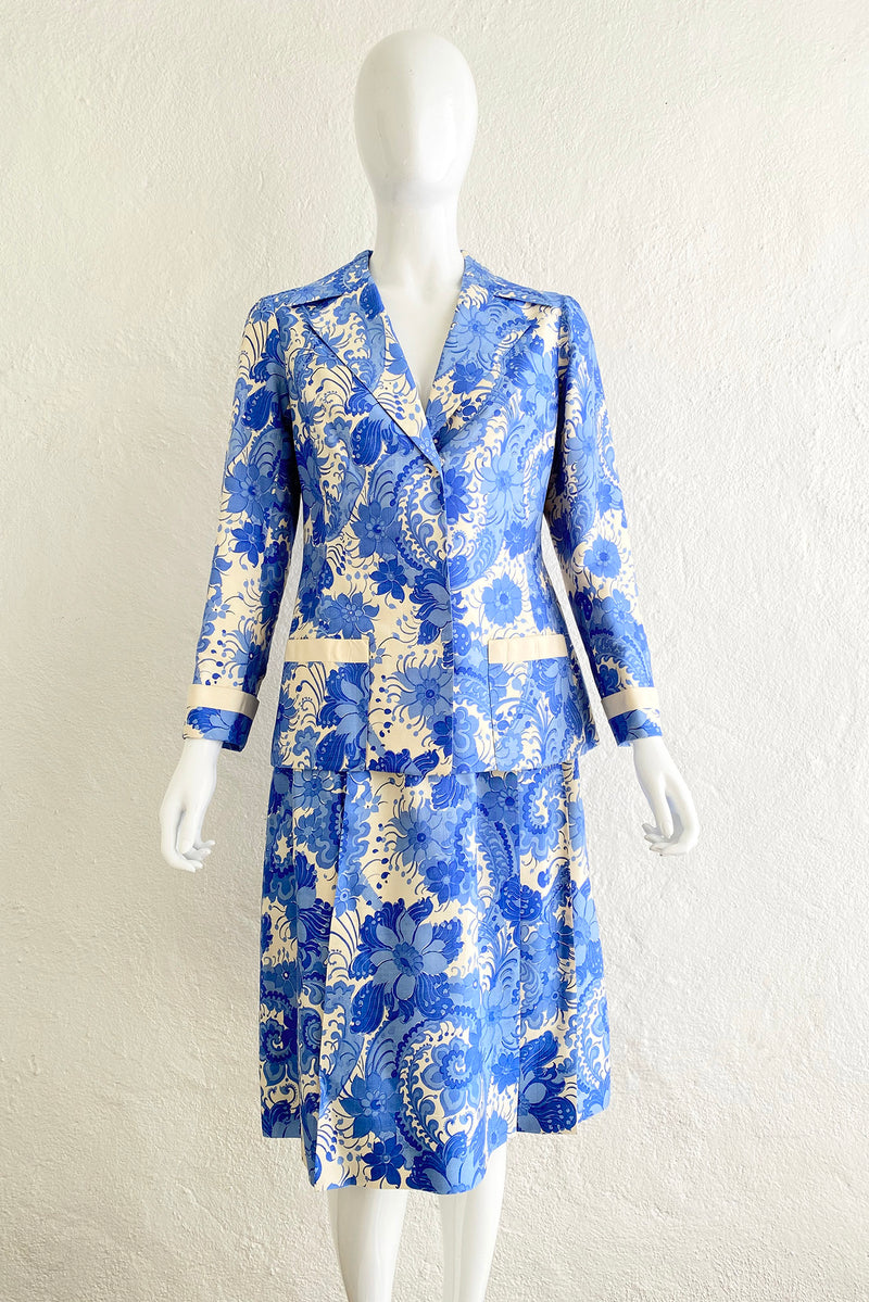 Vintage Star of Siam Silk Floral Jacket & Skirt Set on Mannequin front at Recess Los Angeles