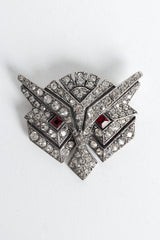 Vintage Staret Geo Rhinestone Owl Brooch front flat @ Recess LA