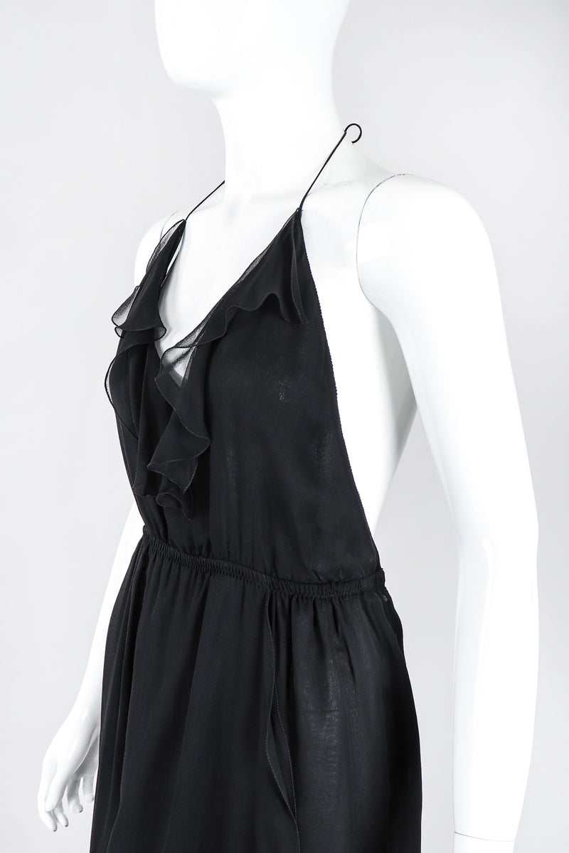 Recess Los Angeles Designer Consignment Resale Recycled Vintage Stephen Burrows Silk Chiffon Halter Cocktail Dress