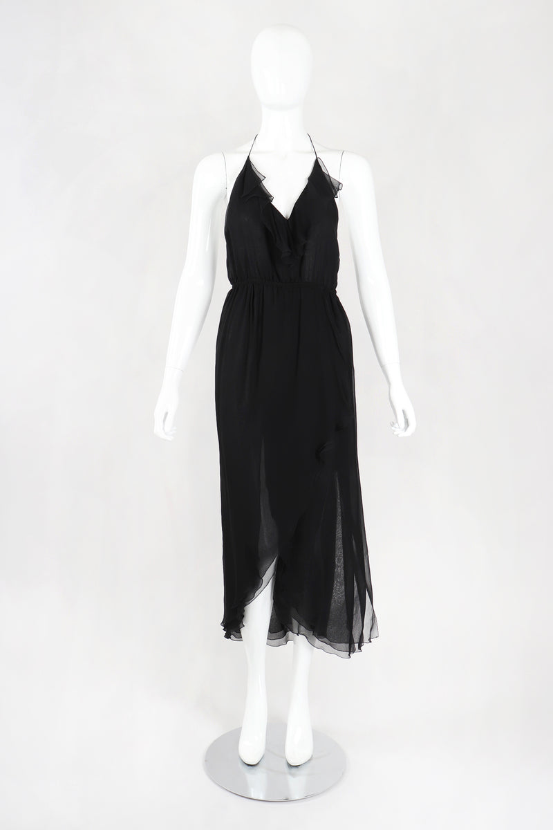 Recess Los Angeles Designer Consignment Resale Recycled Vintage Stephen Burrows Silk Chiffon Halter Cocktail Dress