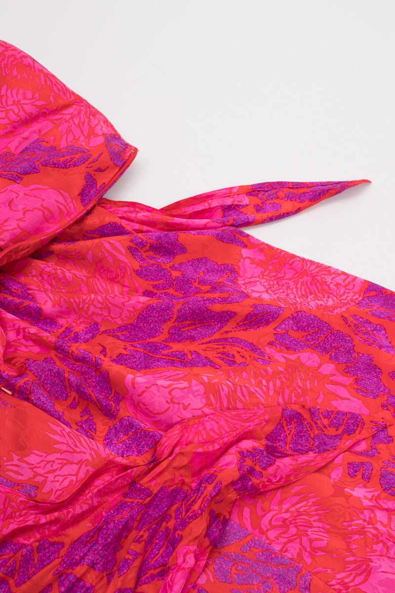 St. Gillian Tropical Strapless Silk Sarong Dress