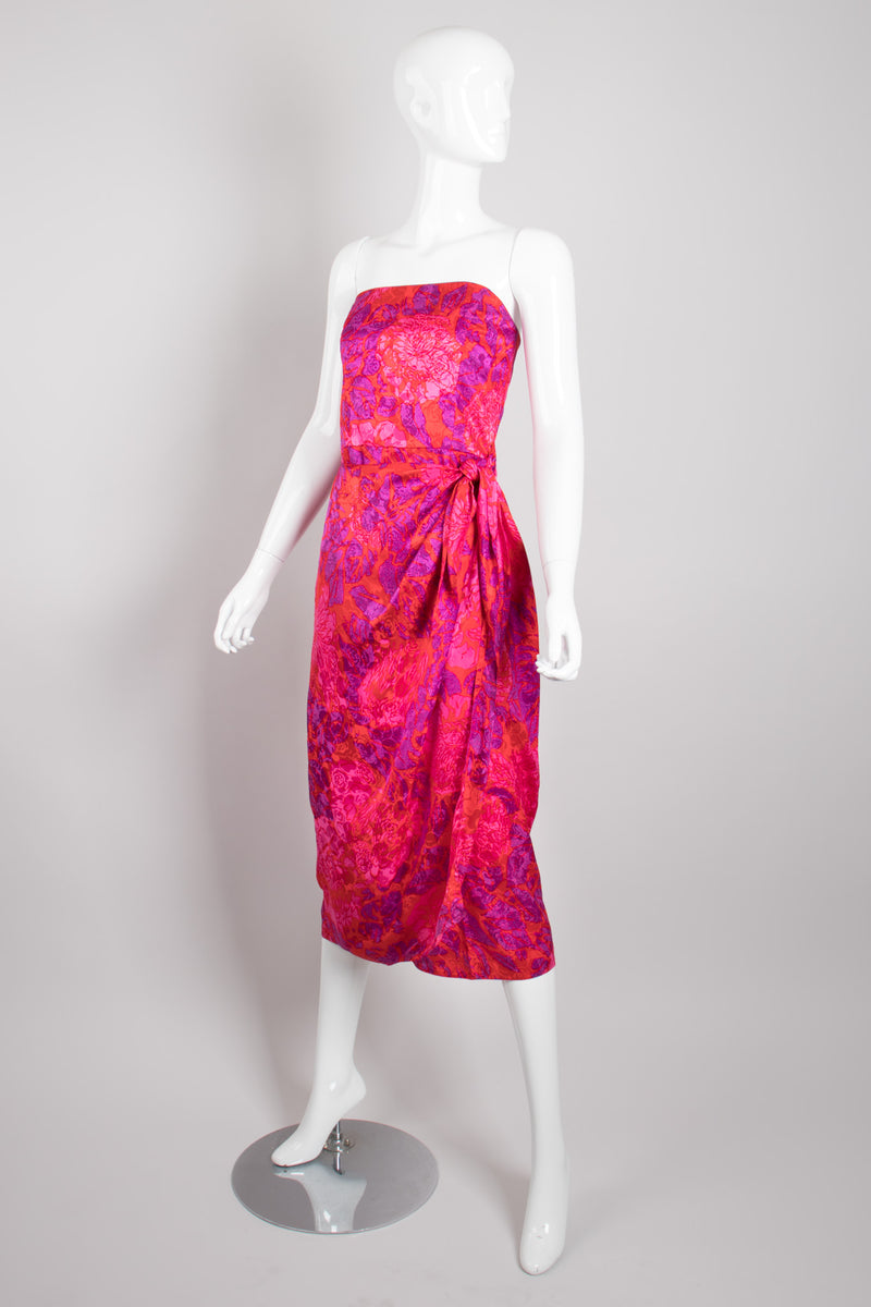 St. Gillian Tropical Strapless Silk Sarong Dress