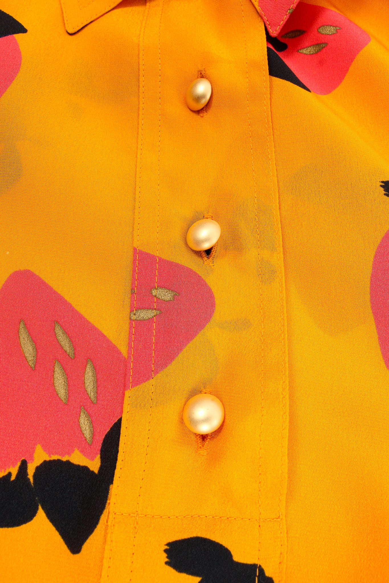 Vintage Escada Graphic Strawberry Print Blouse buttons at Recess Los Angeles