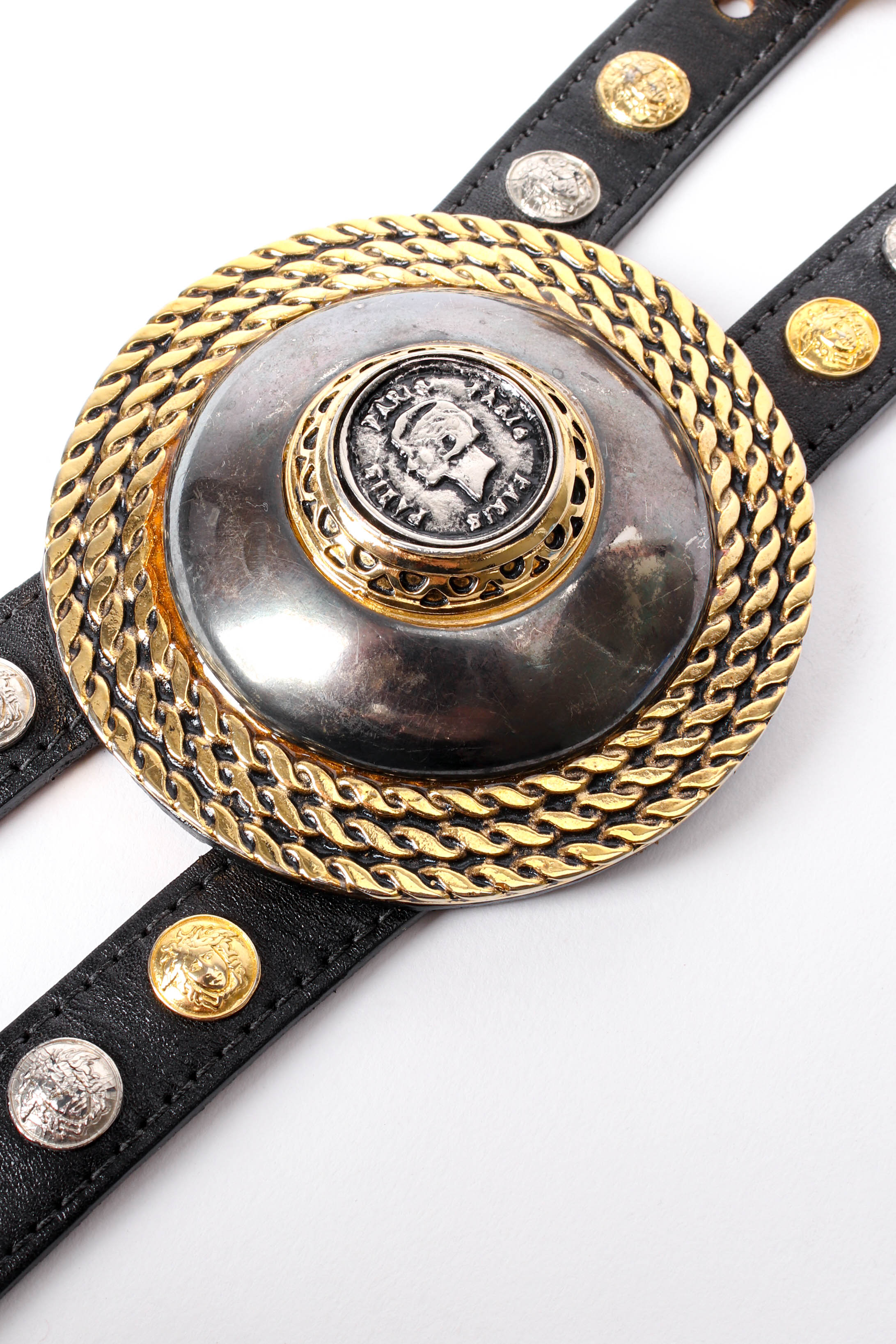Vintage Streets Ahead Double Strapped Statement Medallion Belt medallion at Recess Los Angeles