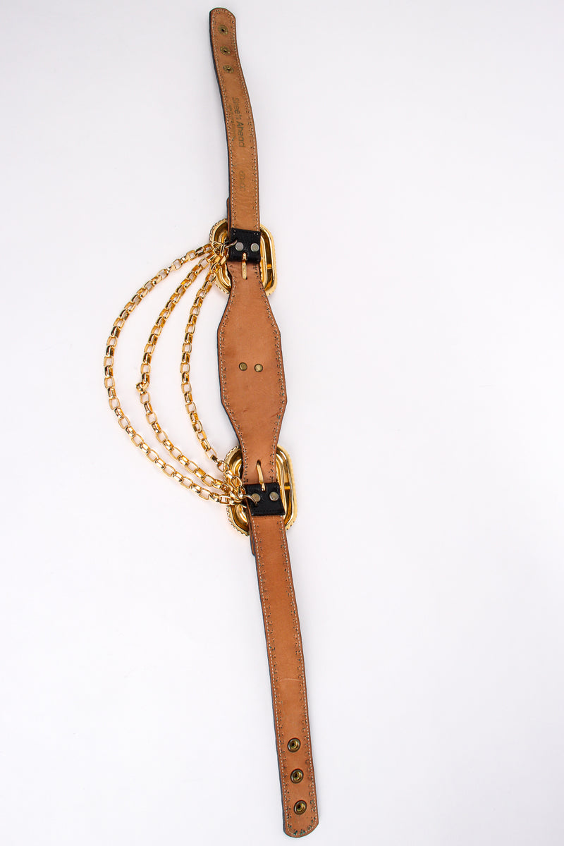 Vintage Streets Ahead Maltese Cross Leather Chain Belt backside at Recess Los Angeles