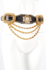 Vintage Streets Ahead Maltese Cross Leather Chain Belt on mannequin at Recess Los Angeles