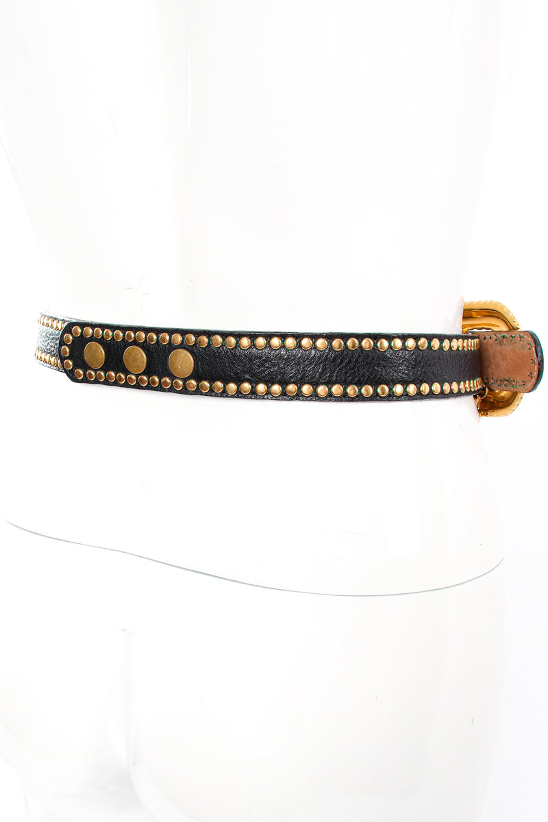 Vintage Streets Ahead Maltese Cross Leather Chain Belt on mannequin at Recess Los Angeles