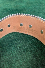 Vintage Streets Ahead Gunmetal Leather Snake Belt signature stamp at Recess Los Angeles