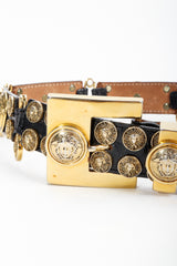 Vintage Streets Ahead Medusa Leather Pin Belt buckle detail at Recess Los Angeles