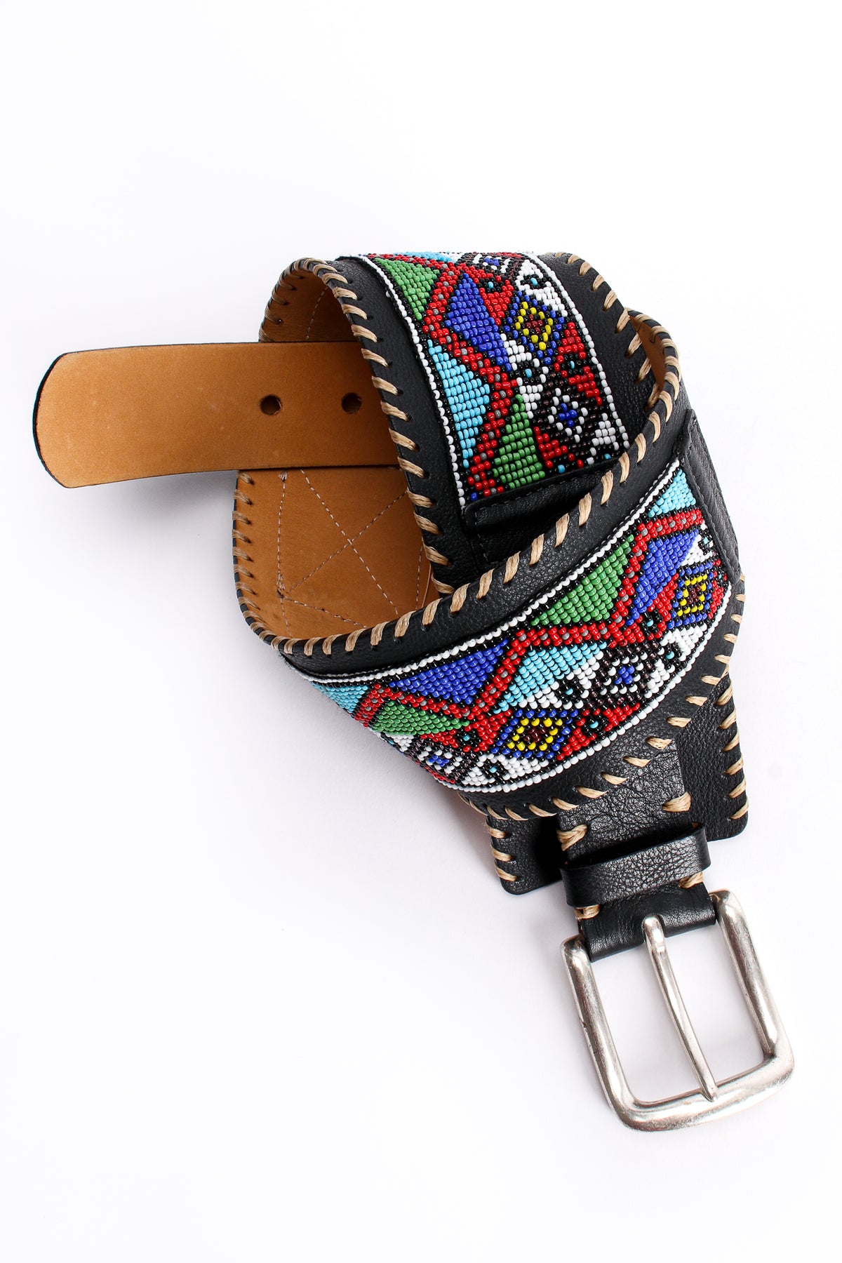 Streets Ahead Brown Leather Belt with Beaded Fringe - S Streets Ahead Belts for Women for sale - eBay main image 3