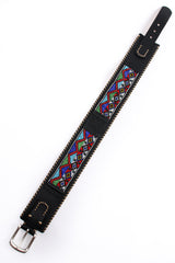 Vintage Streets Ahead Folk Beaded Leather Belt flat at Recess Los Angeles