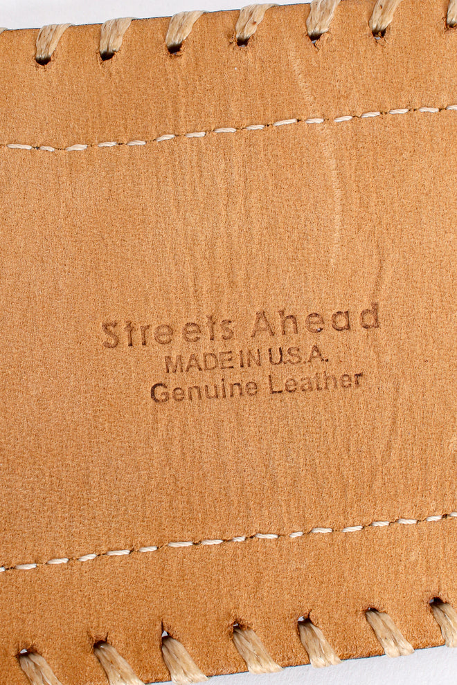 Vintage Streets Ahead Folk Beaded Leather Belt signature stamp at Recess Los Angeles
