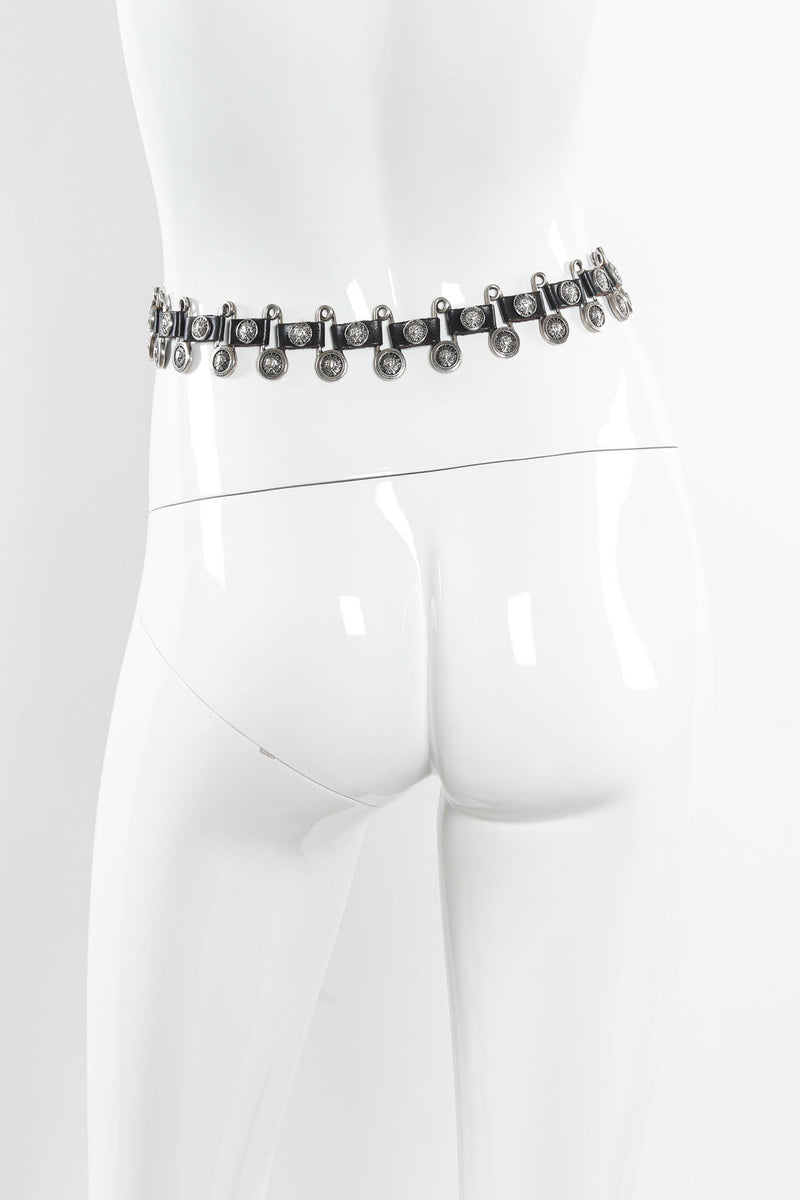 Vintage Streets Ahead Safety Pin Leather Link Belt on mannequin bac @ Recess Los Angeles
