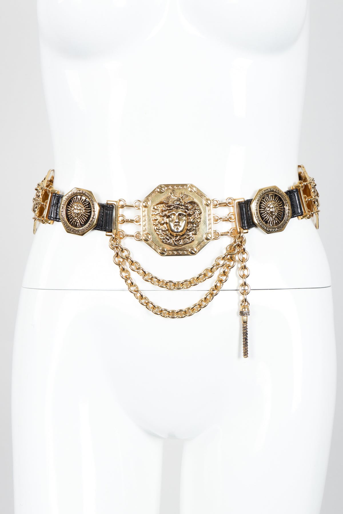 Vintage Streets Ahead Belt with Brass Medallion, Gold Chains Vintage Streets Ahead Double Strapped Statement Medallion  main image 4
