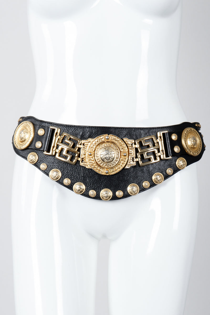 Vintage Streets Ahead Baroque Leather Medusa Contour Belt – Recess