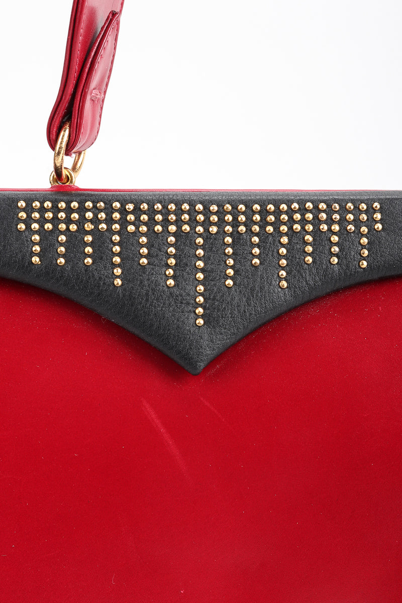 Recess Designer Consignment Vintage Style By Art Holzman Studded Red Leather Baguette Bag Los Angeles Resale