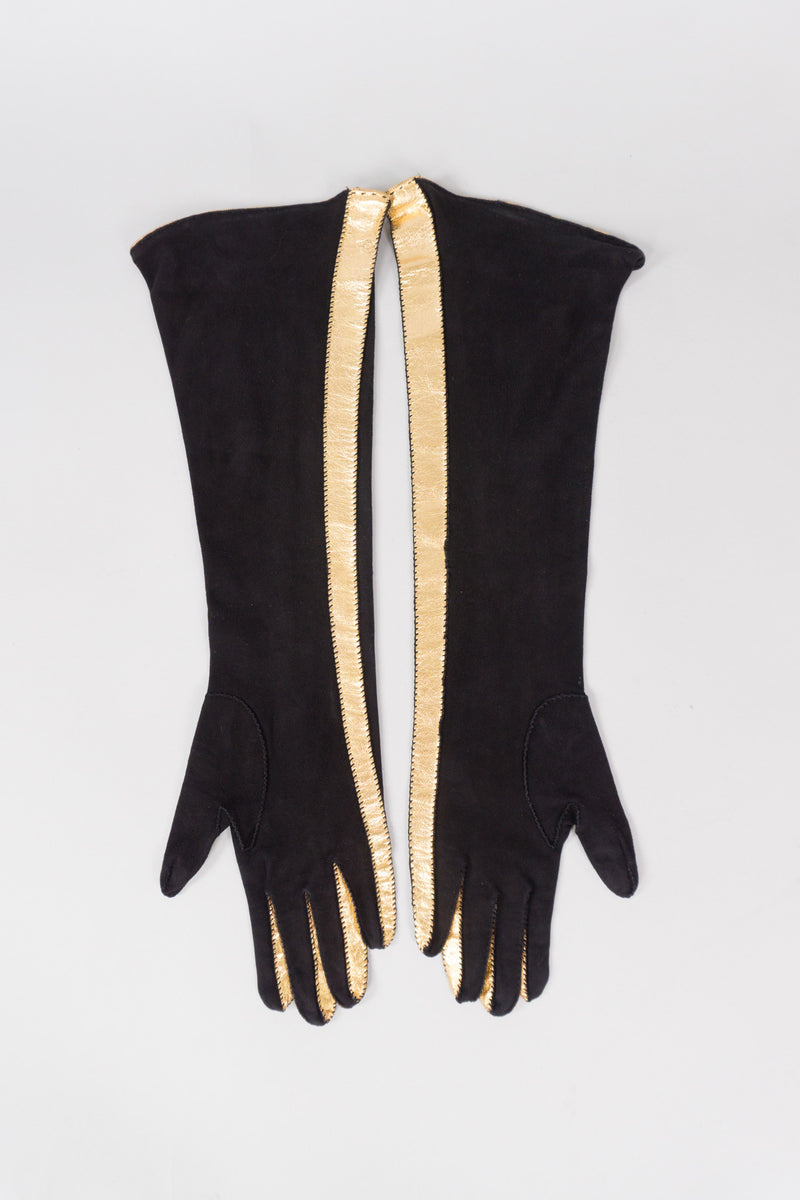 Vintage Gold Stripe Suede Leather Gloves