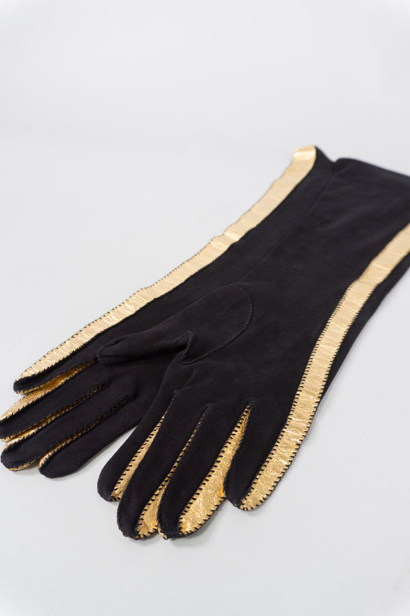 Vintage Gold Stripe Suede Leather Gloves